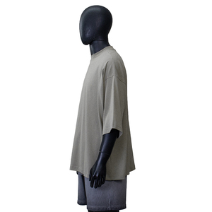 T-shirt da uomo personalizzata 250gsm FOG in cotone 100% <span class=keywords><strong>con</strong></span> collo alto e maniche <span class=keywords><strong>a</strong></span> <span class=keywords><strong>pipistrello</strong></span>, oversize vintage <span class=keywords><strong>con</strong></span> spalle scese, per l'estate - Product Image 3