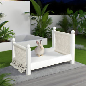 Tempat tidur kelinci Macrame semua katun | Lounge Hewan peliharaan Multi guna, properti fotografi untuk kuncup & Festival, desain pinggiran anyaman tangan - Product Image 4