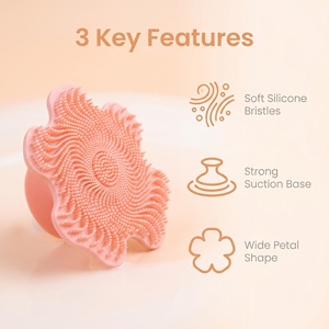 Brosse nettoyante faciale en silicone à ventouse en forme de fleur, à poils doux, exfoliante en profondeur, portable, pour massage du visage en voyage - Product Image 3