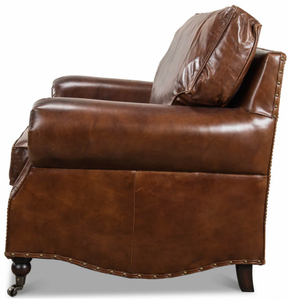 Fauteuil en cuir et bois, construction durable, coussin confortable, design classique intemporel, idéal pour la salle de séjour - Product Image 3