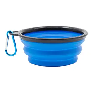 Mangkuk silikon TPE dapat dilipat portabel, untuk penggunaan luar ruangan mangkuk air kucing dan anjing hewan peliharaan besar dan kecil
