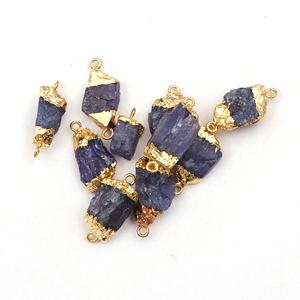 Double Bail DIY Charms pour la fabrication de bijoux Tanzanite Rough Connector Or Galvanoplastie Natural Gemstone Findings Components - Product Image 2