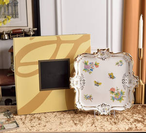 Plateau à chocolat en porcelaine fine à motif végétal moderne en gros, 2 pièces, décoration de cuisine, bol à fruits avec support - Product Image 1