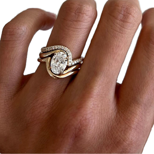 Minimal Oval Triple Stack Trendy Wedding <b>Rings</b> Gra Certified S925 <b>Sterling</b> <b>Silver</b> <b>Set</b> Moissanite for Women - Product Image 1