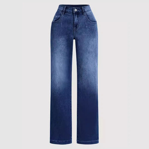 All'ingrosso alla moda per ragazze di strada <span class=keywords><strong>larghi</strong></span> a vita media Casual da donna dritti semplici <span class=keywords><strong>Jeans</strong></span> a gamba larga - Product Image 5