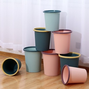 <b>Plastic</b> household color-<b>blocked</b> trash cans for toilets, bathrooms, and living rooms; creative and simple pressure ring trash can - Product Image 3