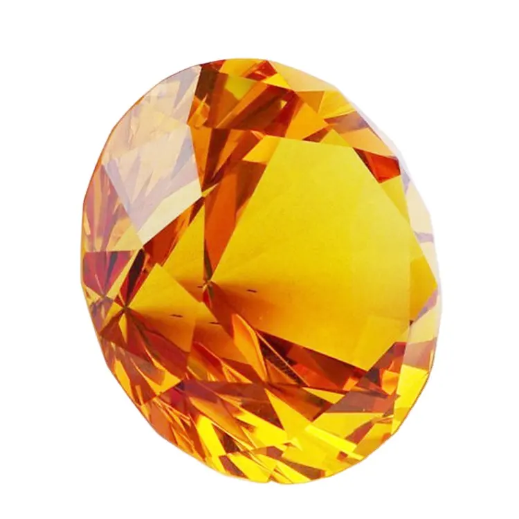 Fermacarte diamante tondo cristallo ambra per souvenir sposa matrimonio