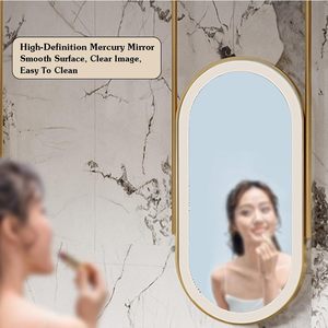 Miroir de salle de bain intelligent LED CF moderne, ovale, avec cadre métallique antirouille, suspendu, 3 couleurs de lumière, à intensité variable, tactile, anti-buée, pour salon, maison, hôtel - Product Image 2
