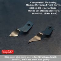 Couteau mobile et couteau fixe S02646 résistants à l'usure et durables pour machine à coudre Jack A3/A4