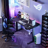 Escritorio de ordenador ajustable en altura eléctrico moderno de alta calidad, iluminación Led RGB fresca, escritorio de pie para sentarse y jugar