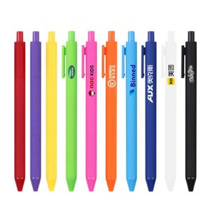 Best Bulk Plastic Cheap Multicolored Rubber Coated Ballpoint <b>Pens</b> OEM <b>Retractable</b> Custom Printed Logo BKS LY7388 Black Ink - Product Image 2
