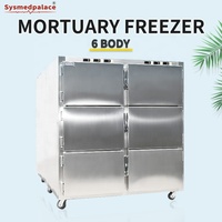 Réfrigérateur mortuaire vertical Sysmedpalace à 6 compartiments, congélateur pour corps en acier inoxydable