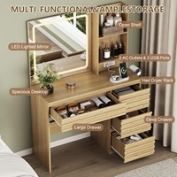 Console de hall à portes cannelées en bois naturel Phoenix Home, meuble de rangement élégant pour chambre à coucher, coiffeuse