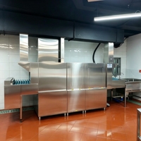 Lavavajillas Comercial de Tipo Industrial, de un Solo Tanque, con Doble Enjuague y Secado, de Acero Inoxidable, con Cinta Transportadora, 3000-4500 Platos/Hora