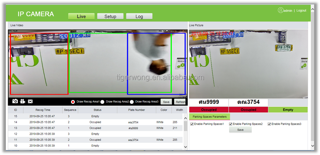 1-3 spaces LPR camera parking video guidance control system for network connection