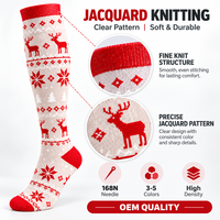 Chaussettes de compression mi-hautes personnalisées à motif jacquard, fabrication OEM, marque privée, pour les fêtes de Noël