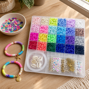 Ensemble de fabrication de bracelets en perles d'argile polymère de couleur mélangée, 5300 pièces, pour la création de bijoux pour femmes - Product Image 1