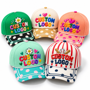 Casquette de baseball personnalisée avec logo, vert menthe, motif pois turquoise, visière à motif marguerite, sergé doux, boucle réglable, cadeau promotionnel extérieur - Product Image 1