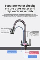Robinet de cuisine moderne 3 voies en acier inoxydable 304 à poser sur comptoir, avec filtre à eau chaude et froide, mélangeur d'eau purifiée