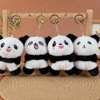 Porte-clés en peluche Panda Kawaii en gros, breloques de sac en peluche de styles variés, logo personnalisé pour cadeau de machine à griffes