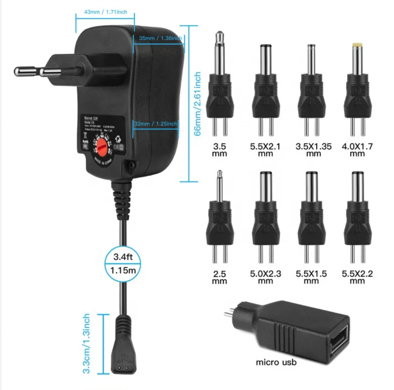 Netzteil 12W 4 Regeln 9 Köpfe 5V 1a USA Stecker US Stecker Wechselstrom adapter 5V 1200ma Micro USB Netzteil