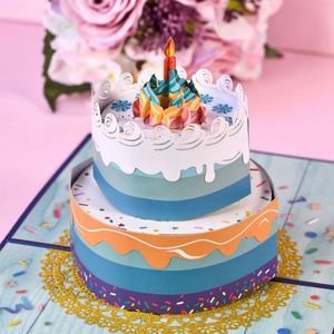 Nouvelle carte pop-up créative d'anniversaire en papier 3D faite à la main avec des sculptures en papier pour un gâteau de bénédiction - Product Image 3