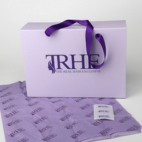 Boîte personnalisée en carton à paillettes, coffret cadeau avec Logo pour extensions de cheveux, 50 pièces