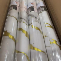 Autocollants muraux auto-adhésifs en mousse PET aspect marbre doré de 1.2x3m pour la décoration intérieure