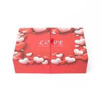 Boîte-cadeau vide de calendrier de l'avent d'impression de coeur de Valentines de luxe avec l'ouverture de double porte