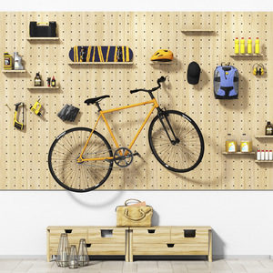 Wooden Pegboard Wall Storage Unit Rectangle Minimalist Design Customizable Size Wall Mounted For Entryway Organization - Product Image 3