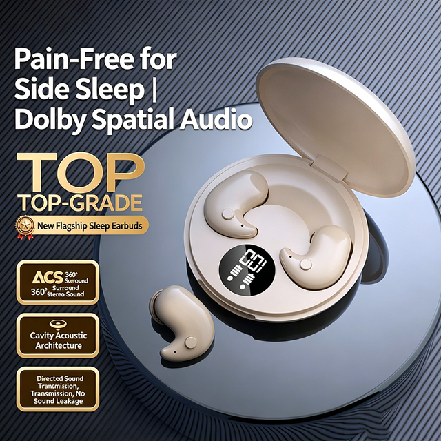 Excellent Quality Invisible Sleep Wireless In-Ear Earbuds Mini Hidden for Earphones 360 Surround Sound Noise LED