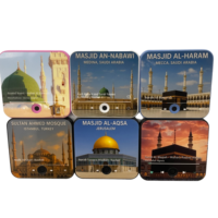 Set Hadiah Stiker Magnet Kulkas Persegi Art Deco Islami dengan Lagu Islami, Langsung dari Pabrik