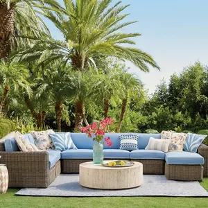 Alluminio giardino esterno di vimini a forma di L divano set set di mobili