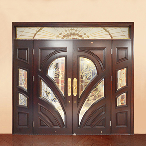 <span class=keywords><strong>Porte</strong></span> d'entrée extérieure en bois massif, design double <span class=keywords><strong>porte</strong></span> en bois, fabrication chinoise à Foshan, pour <span class=keywords><strong>maison</strong></span> et villa - Product Image 4