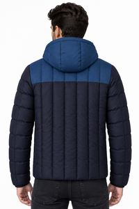 Plus Size Men's Casual Autumn Embroidered Puffer Jacket Full Zip Soft Polyester Fabric Thick Outdoor Hooded Puffer Coat - Product Image 5