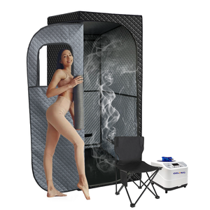 ポータブルスチームサウナ屋内ホームSPAフルボディパーソナルサウナテント折りたたみ椅子温度時間1500Wリモコン付き - Product Image 1