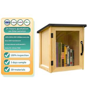Boîte en bois de quartier extérieur Kit d'échange de livres Armoire en bois pour partager des livres de littérature Flyers Journaux Étudiants ou enseignants - Product Image 1