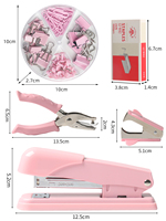 Ensemble d'agrafeuses en plastique rose à alimentation manuelle couleur simple multi-usages pour le bureau ou les étudiants