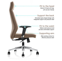 Fauteuil de Bureau de Direction CEO Ergonomique Pivotant en Similicuir PU Marron de Luxe Moderne à Dossier Haut pour Ordinateur