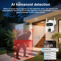 Caméra de sécurité WiFi PTZ à quatre objectifs, zoom 10x, caméra CCTV sans fil intelligente pour extérieur avec détection humaine, vision nocturne couleur