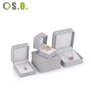 Fashion Gray Pu Jewelry <b>Box</b> Velvet Lined For <b>Valentines</b> Day Jewelry <b>Gift</b> With Multi-color Choices - Product Image 1