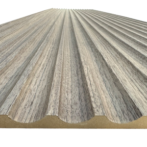 Revêtement mural en MDF texturé rainuré en placage de noyer naturel et de chêne blanc pour la décoration intérieure - Product Image 2