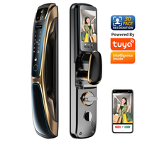 Serrure Intelligente HanDaily de Qualité Supérieure Couleur Or, Verrou de Porte Intelligent Tuya avec Reconnaissance Faciale, Empreinte Digitale et Caméra pour la Maison