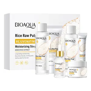 BIOAQUA OEM ODM Organic Skin Care Sets Rice Essence Smooth Skin Beauty Gift Moisture Face Skin Care Set