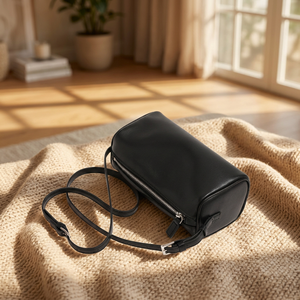 Black Split <b>Leather</b> Hobo <b>Bag</b> Zipper Shoulder Handbag <b>Soft</b> Cowhide Crossbody Purse for Daily Wear - Product Image 4