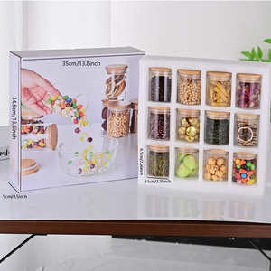 Ensemble de 12 bocaux de conservation en verre borosilicate hermétiques avec couvercles en bambou - Product Image 2