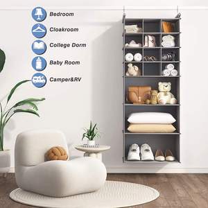 Factory Price New Design Wardrobe 12 Shelf Non Woven <b>Collapsible</b> Shelves Hanging Closet <b>Storage</b> Bag Hanging Closet Organizer - Product Image 3