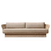 Set Sofa Luar Ruangan Modern Mewah, Tahan Lama, Dapat Dicuci, Rotan PE, Set Furnitur Teras Villa