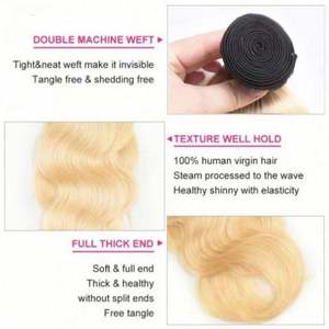 Vente en gros de mèches de cheveux brésiliens Remy de qualité 12A, tissage de luxe, 100% cheveux humains, double trame, blond droit, P1B-613, couleurs vierges - Product Image 4