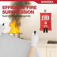 QIANZIEA Couverture anti-feu, lot de 2, 40x40 pouces, résistante à la chaleur et aux flammes, en fibre de verre, épaisseur 0,5 pouce, blanche, pour la maison et la cuisine